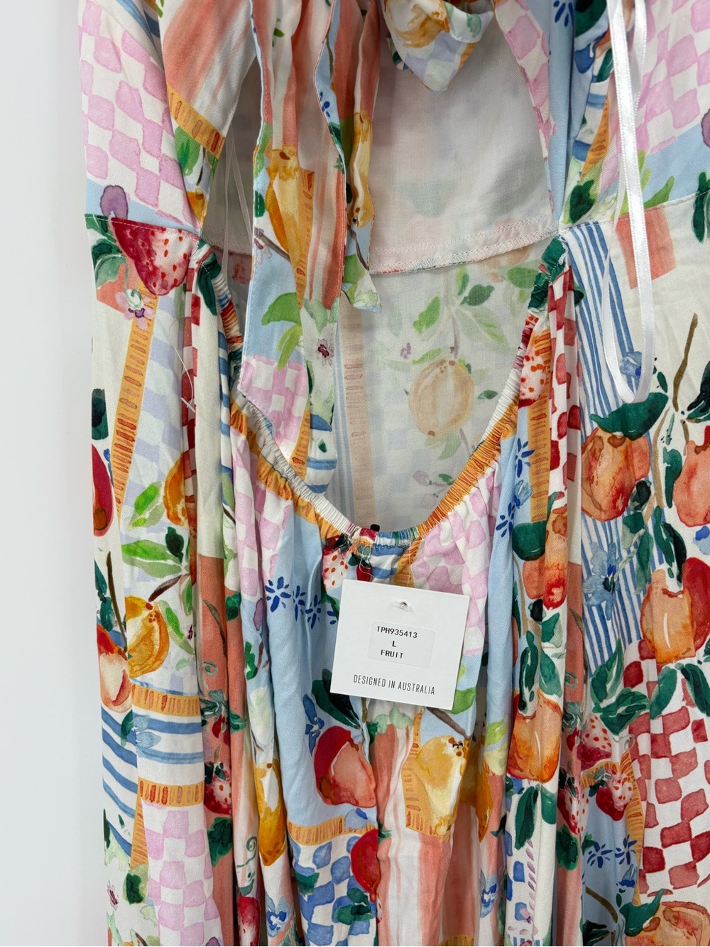 Paper Heart Fruit Patchwork Tie Back Maxi Dress Anthropologie L NWT Euro Summer - Picture 12 of 14